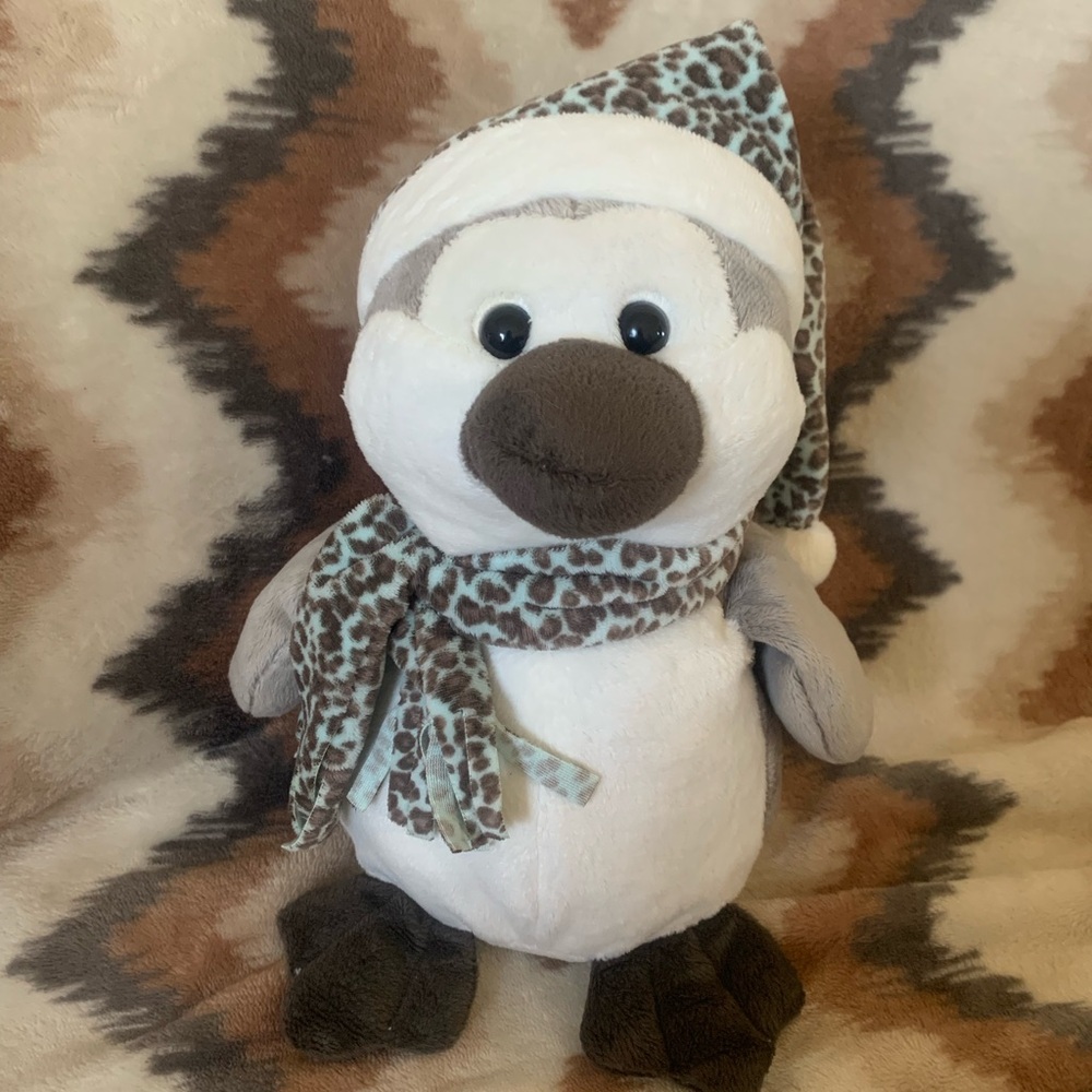 Winter Penguin Plush Stuffed Animal with Hat & Scarf – 9.5” Tall